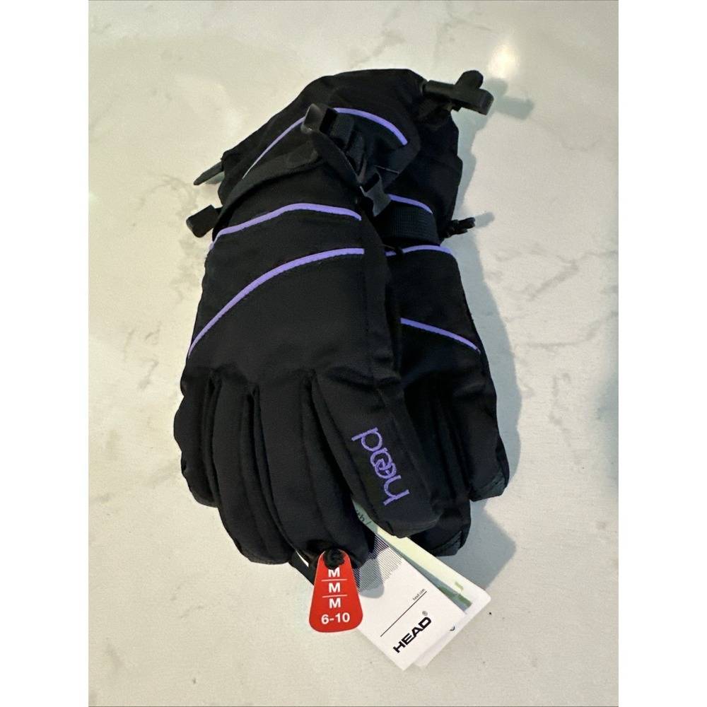 Head NWT Black/Purple Warm Outdoor Hike Ski Snowboard Winter Gloves Size Girls M